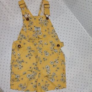 OSHKOSH B'GOSH: Girl's / Toddlers YELLOW BUTTERFLY 100% Cotton Shortall Overalls